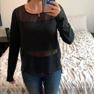 Sugar lips part see through long sleeve shirt